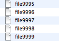 Screenshot of folder with 10,000 files